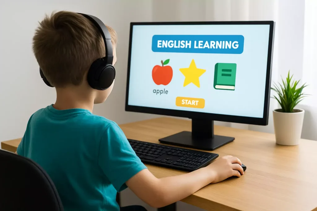 ילד משחק מיינקראפט באנגלית כחלק מתהליך למידה לילדים עם דיסלקציה